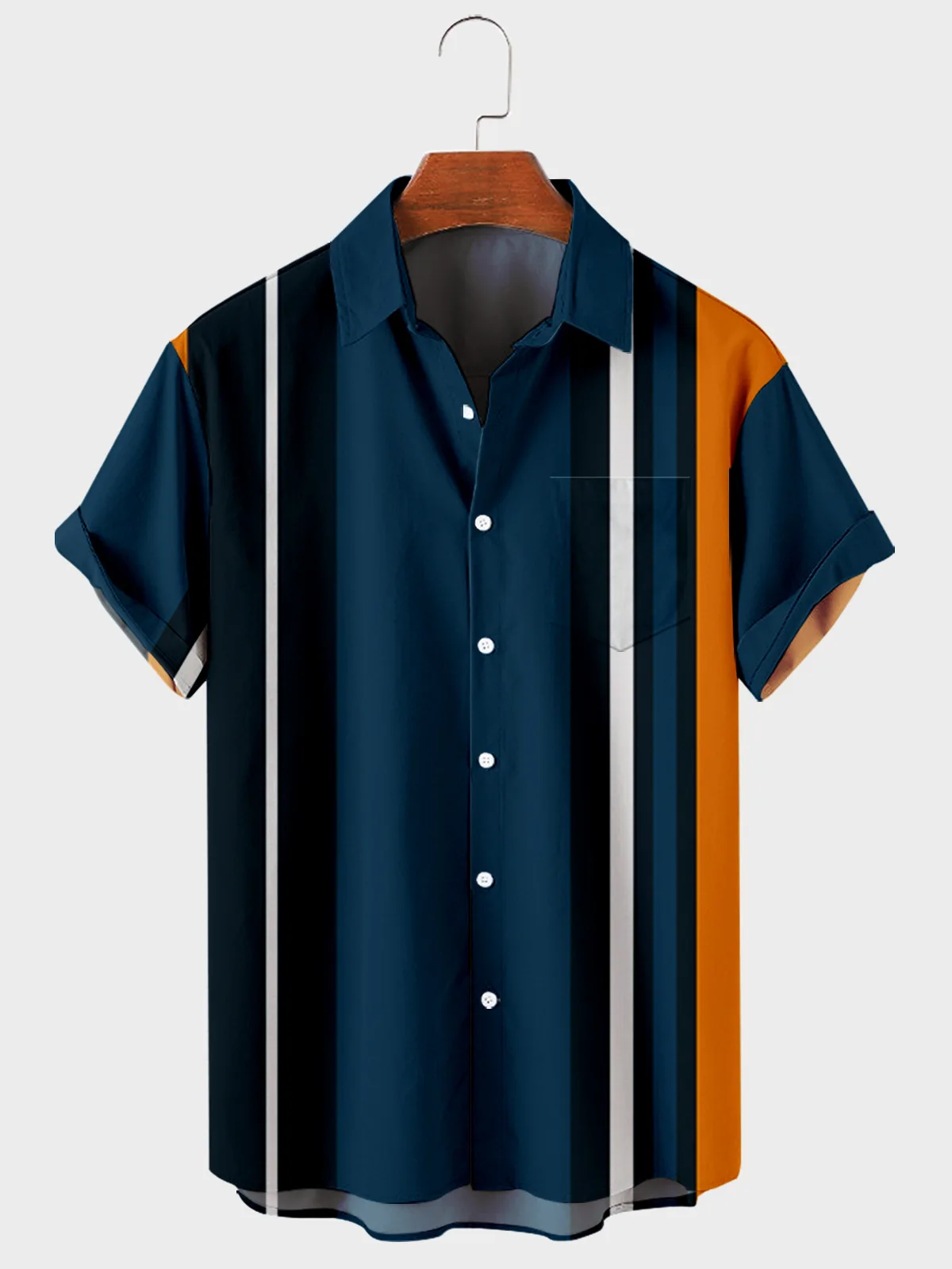 2022 New High Quality Hawaiian Men's Shirts Geometric Striped Graffiti Loose Short Sleeve Men's Casual Buttons Beach Shirts Top