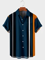 2022 new high quality hawaiian mens shirts geometric striped graffiti loose short sleeve mens casual buttons beach shirts top
