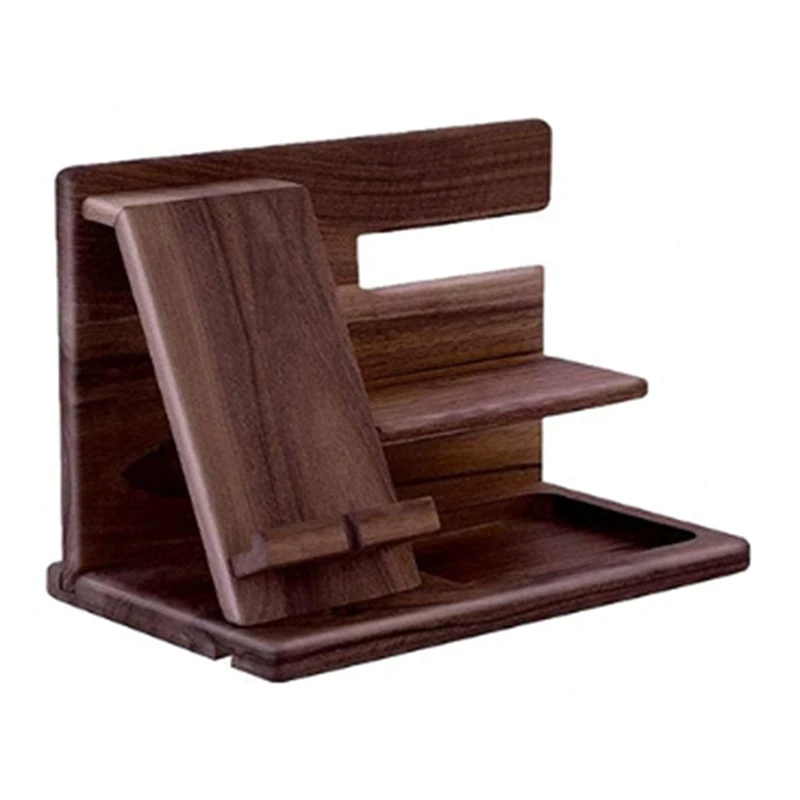 

Wooden Phone Docking Station Wallet Stand Watches Purse Holder Desk Organizer