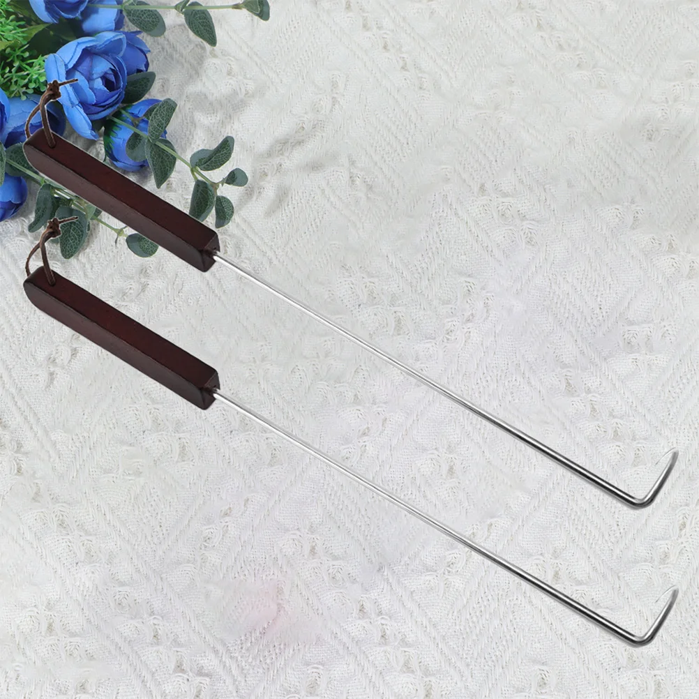 

Skewers Bbq Meat Fork Stainless Steel Barbecue Hook Camping Turner Campfire Steak Grilled Sticks Needle Metal Safety Flat