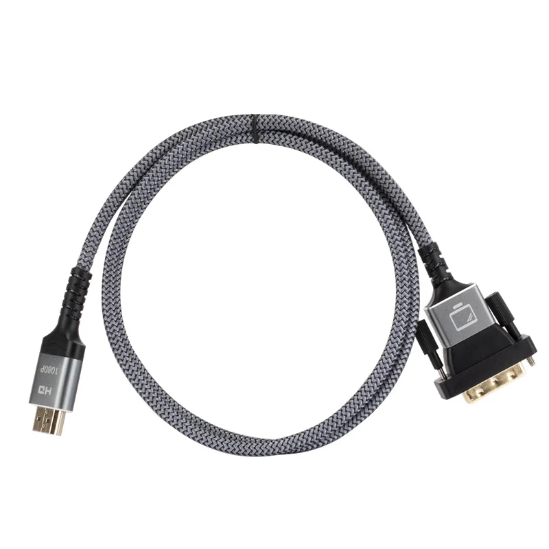 

HDMI To DVI Cable Bidirectional Nylon Braided Support 1080P Pure Copper Gold-plated 24+1 Oxygen-free Copper HD 1 Meter Cable