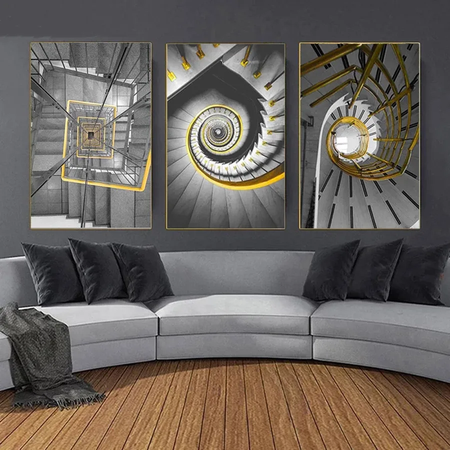 

Алмазная живопись «сделай сам», черно-белый постер для строительства, Золотая лестница, Алмазная мозаика, полная выкладка, квадратная вышивка крестиком, ручная работа