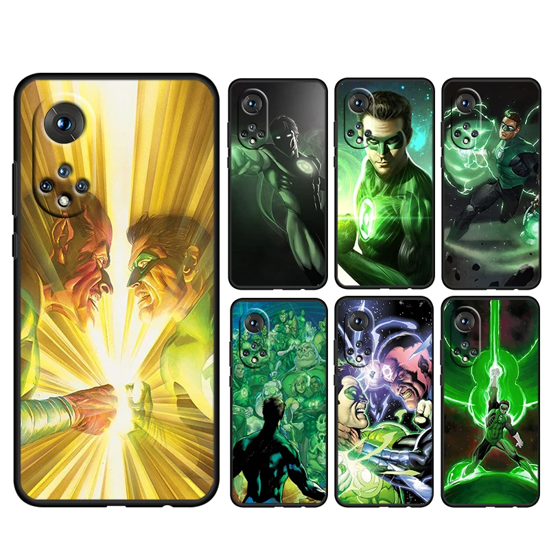 

Green Cool Lantern For Honor 60 50 30 20 20S 10 9 9X 9A 8A Pro Plus Lite 4G 5G Soft Silicone Black Phone Case