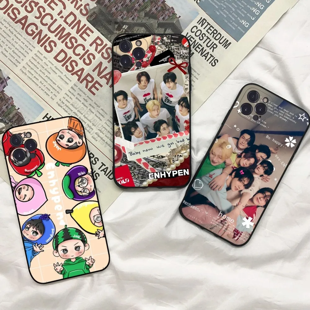 Корейский чехол для телефона Boy Group E-ENHYPEN iPhone 15 14 11 12 13 Mini Pro XS Max Cover 6 7 8 Plus X XR SE 2020 Funda