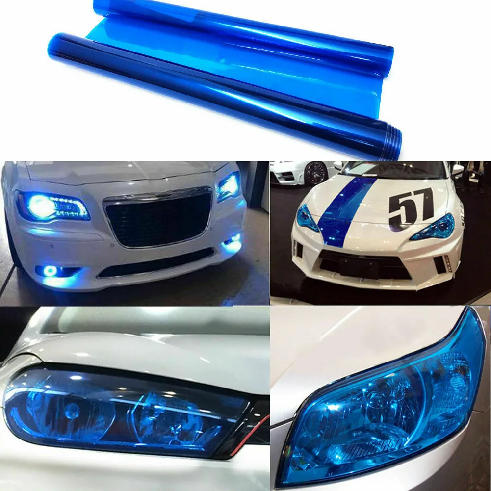 

12x48" Blue Tint Vinyl Film Overlay Wrap Sheet Headlight Fog Light Universal Waterproof DIY Car Color Changing Film