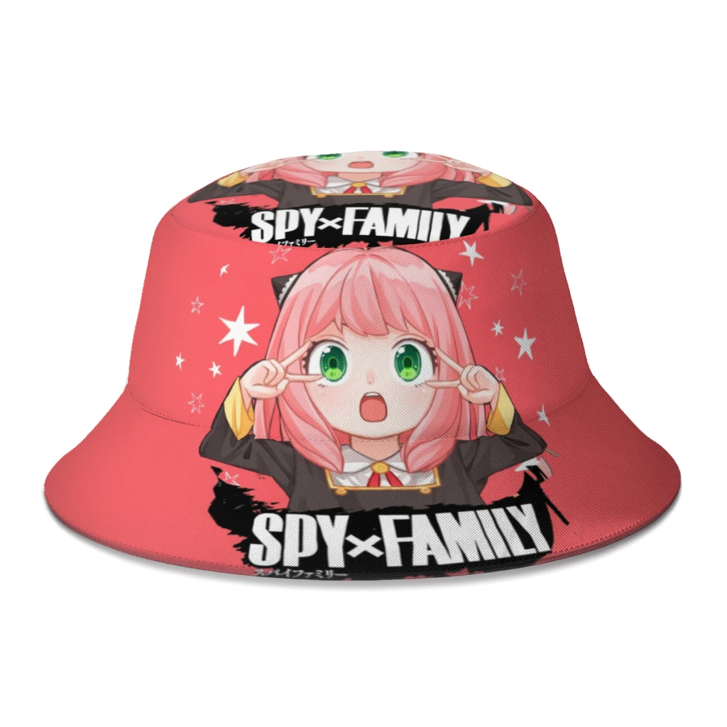 

New Unisex Polyester Anya Forger Spy X Family Anime Bucket Hats Women Autumn Sunscreen Panama Sun Cap Men Outdoor Fisherman Hat