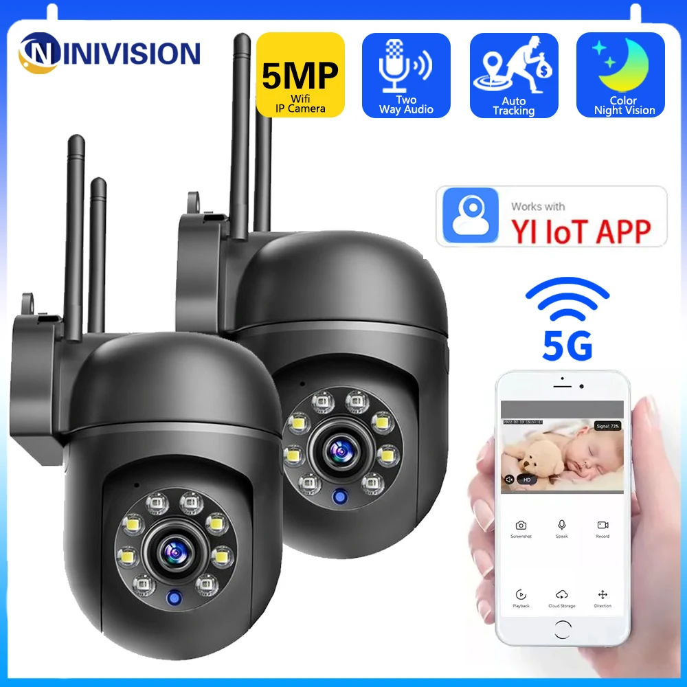 

5G Outdoor 5MP Surveillance Camera CCTV IP Wifi Camera Waterproof External Security Protection Wireless Home Monitor Track Alarm