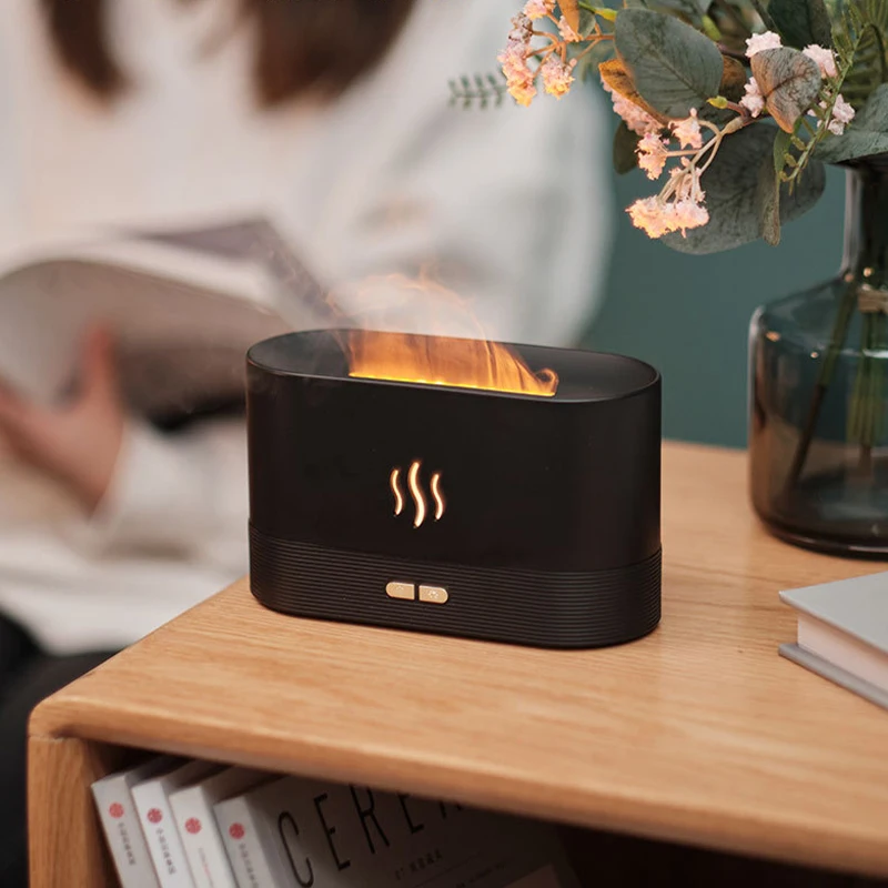 

Essential Oil Diffuser Simulation Flame Desk Lamp Ultrasonic Humidifier Home Office Humidifier Aromatherapy Night Light Diffuser