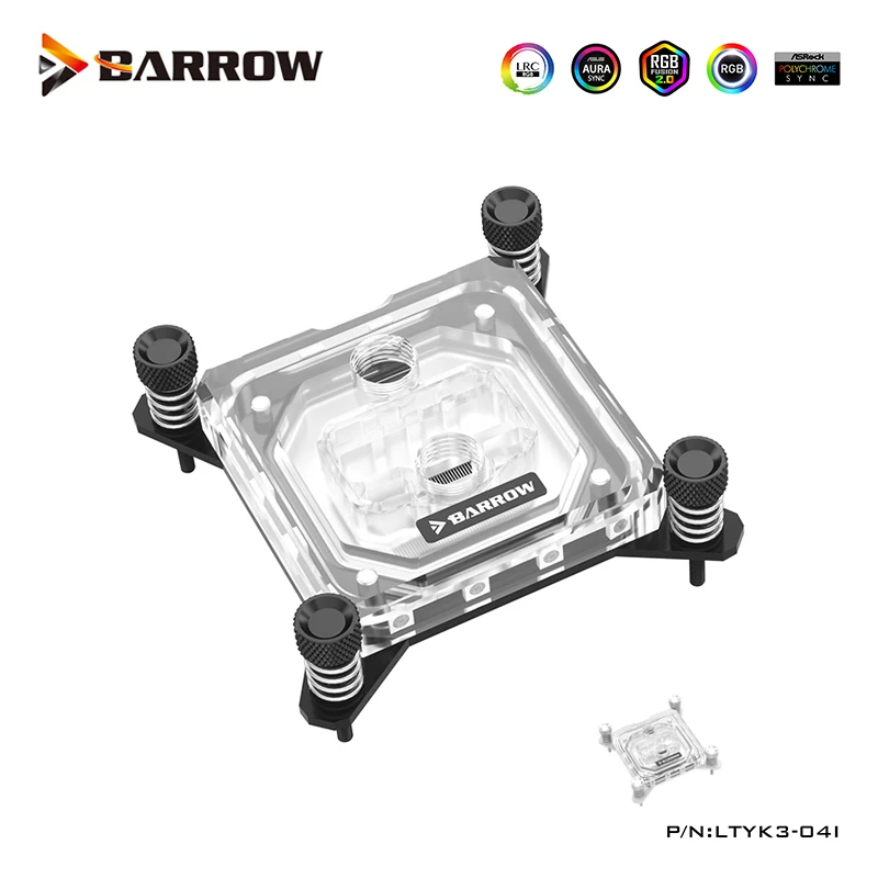 Блок водяного охлаждения процессора Barrow для INTEL Socket LGA115X,1200,1700,X99,X299 ARGB Cooler + 5 В 3pin, белый, черный, коридор