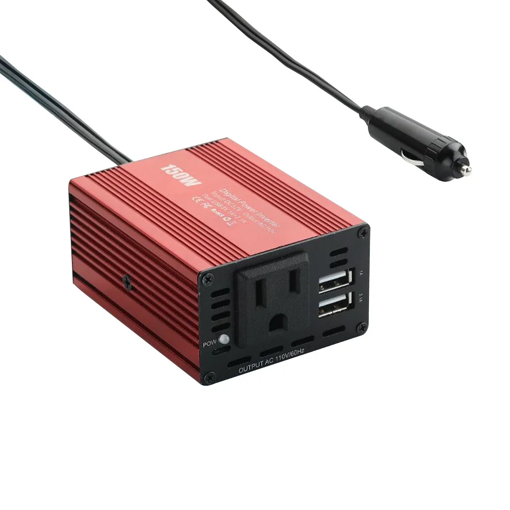 Автомобильный преобразователь напряжения с двумя USB-портами 150 Вт от 12 В до 110 В/220