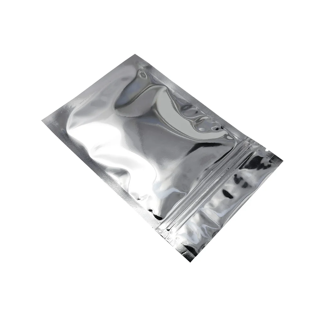 100 шт./лот серебряный замок на молнии многоразовые пустые пакеты из алюминиевой