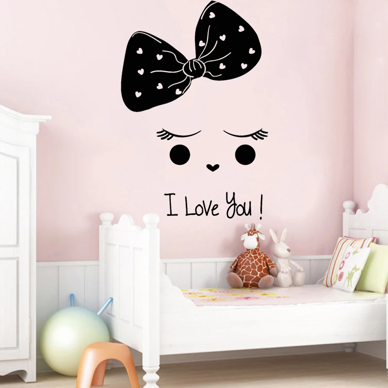 

Cute Bow Wall Sticker Smiley Face Vinyl Decal Girls Babys Bedroom Decoration Hairpin Home Decor Accessories Kids Room Posters