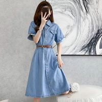 short sleeved denim midi summer style dress fashion blouses 2022 cheap vintage clothes for women female clothing harajuku kawaii