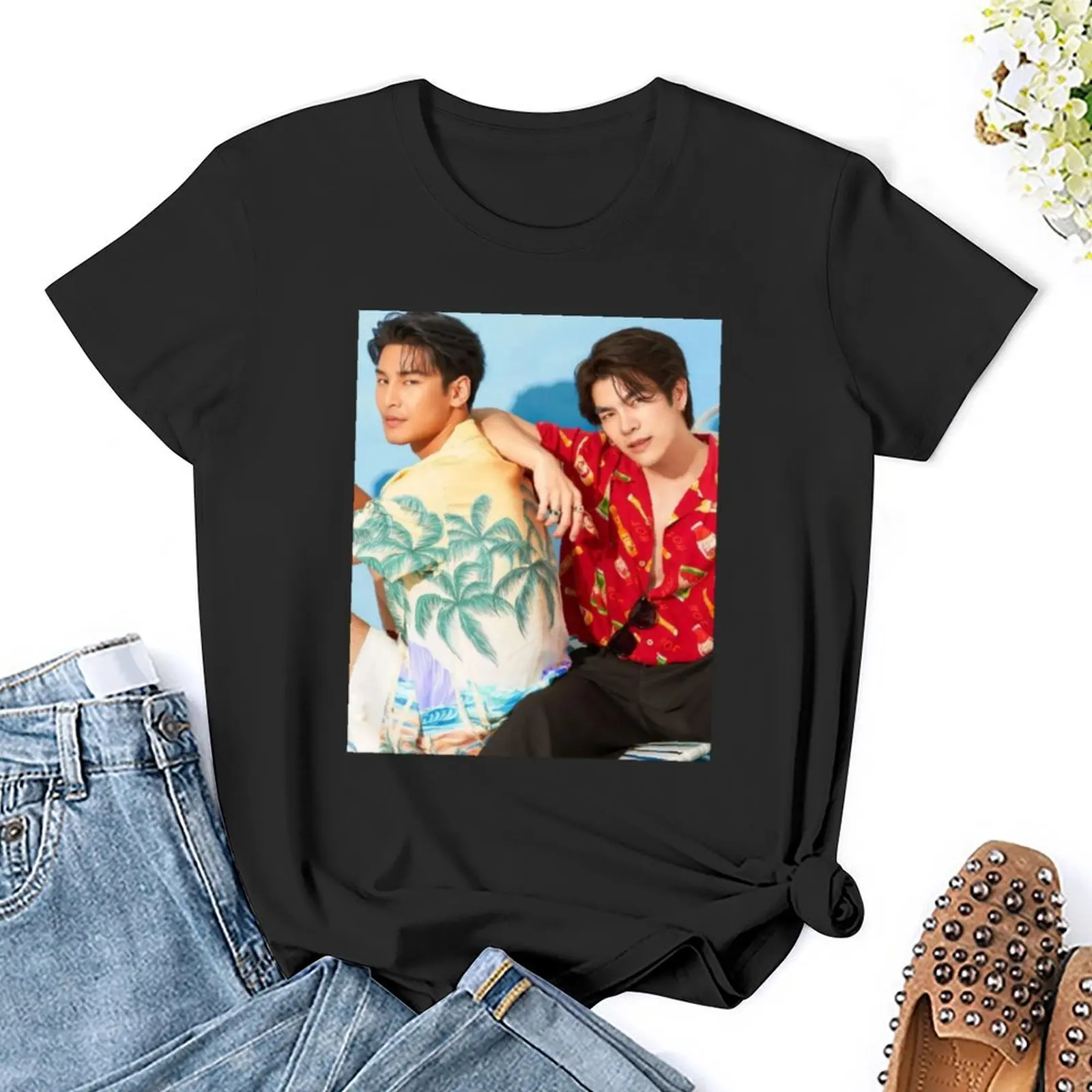 Футболка mileapo- mile phakphum and apo nattawin рубашки графические футболки женская одежда