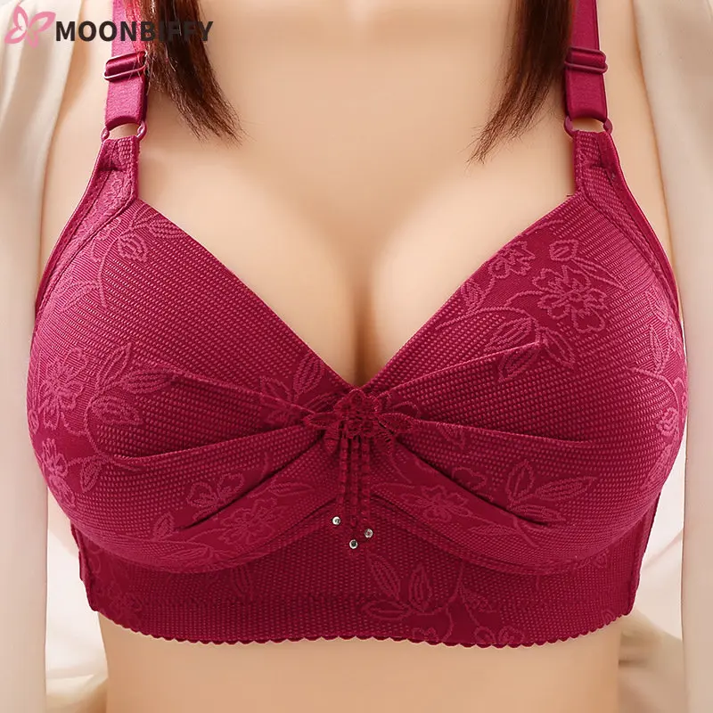 Женские сексуальные бюстгальтеры пуш-ап 36-44 BC, бюстгальтер большого размера без косточек, бесшовное нижнее белье с большой грудью для женщин среднего возраста