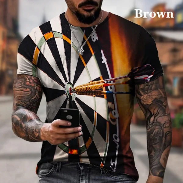 

Fashion 3d Printed T Shirt Men 3D T Shirts Dart T-Shirt Darts Throw Game Funny Short Sleeve Tops
