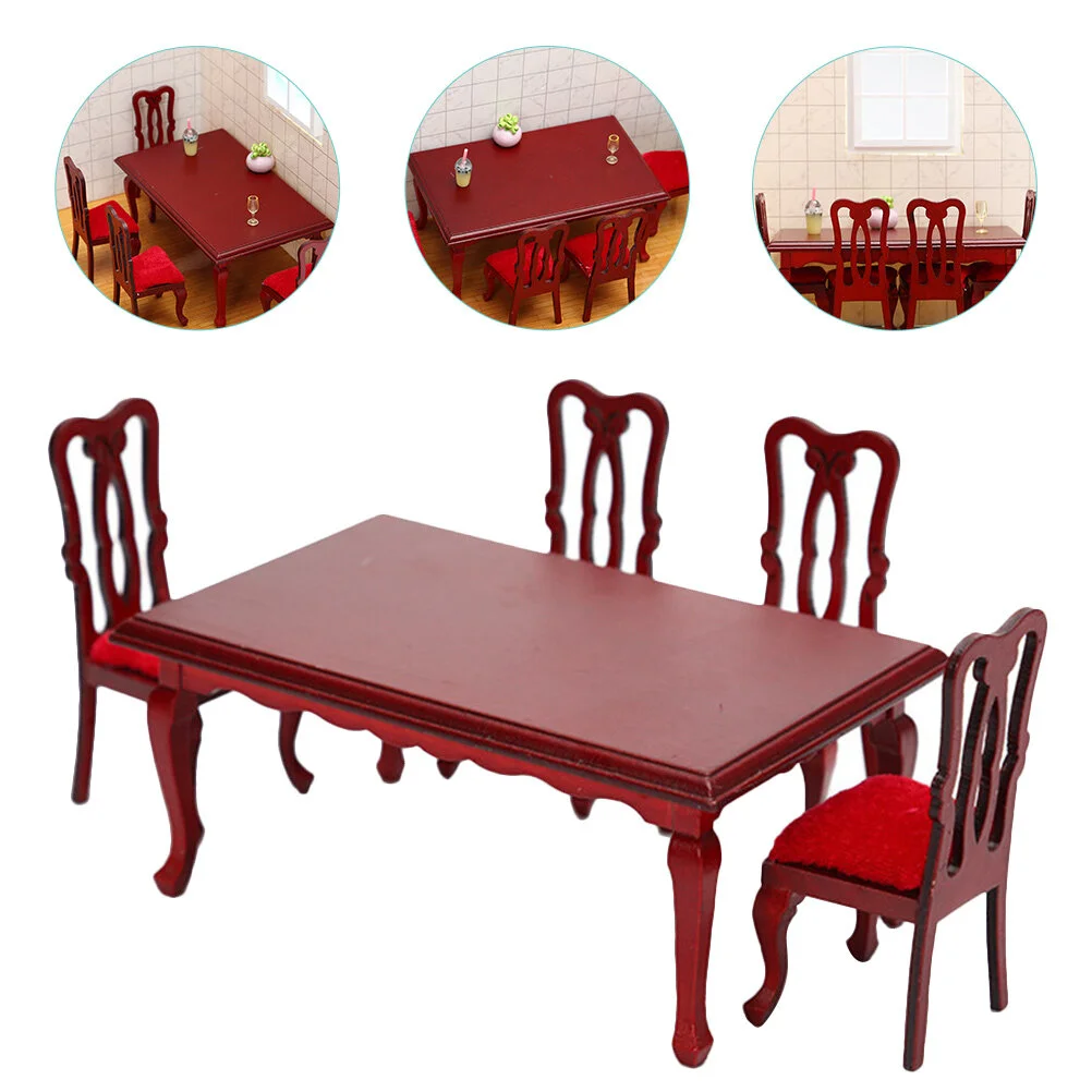 

Toy Chair Wooden Dollhouse Furniture Miniature Table Accessories Kids Toys Baby Kitchen Food Play