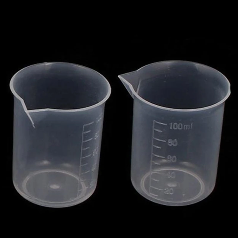 

2 Pcs 100mL Graduated Beaker Clear Plastic Measuring Cup for Lab