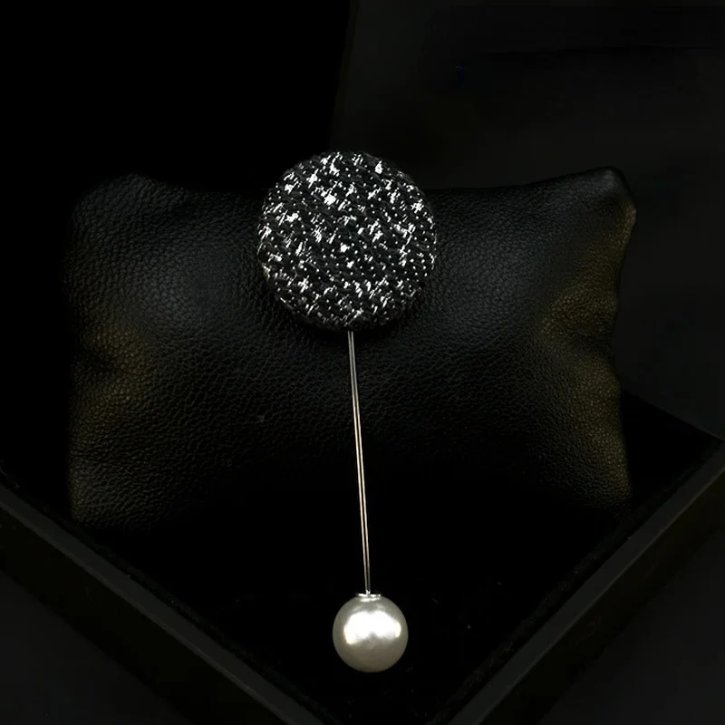 

Fashion Fabric Cloth Brooch Decorations Simple Round Elegant Button Brooch Pin Women and Men Suit Coat Accessories Pearl Jewelry