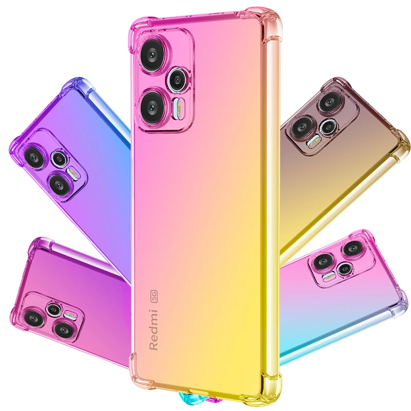 

For Redmi Note 12 Turbo A2 A1 K60 Pro Xiaomi Poco C55 F5 X5 Pro 11A 13 Ultra Pro Case,Hybrid Cute Gradient 4-corner Airbag Cover