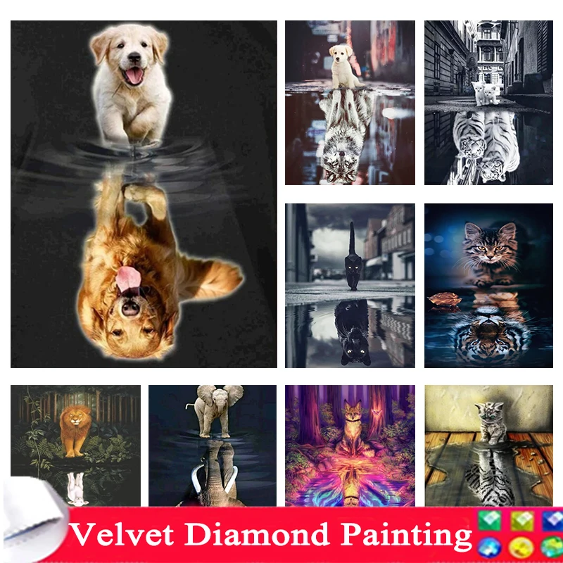 

5D алмазная живопись, полная картина, бриллиантовая картина с отражением кошки, наборы для алмазной вышивки «сделай сам», картина для оформления дома, подарок 87