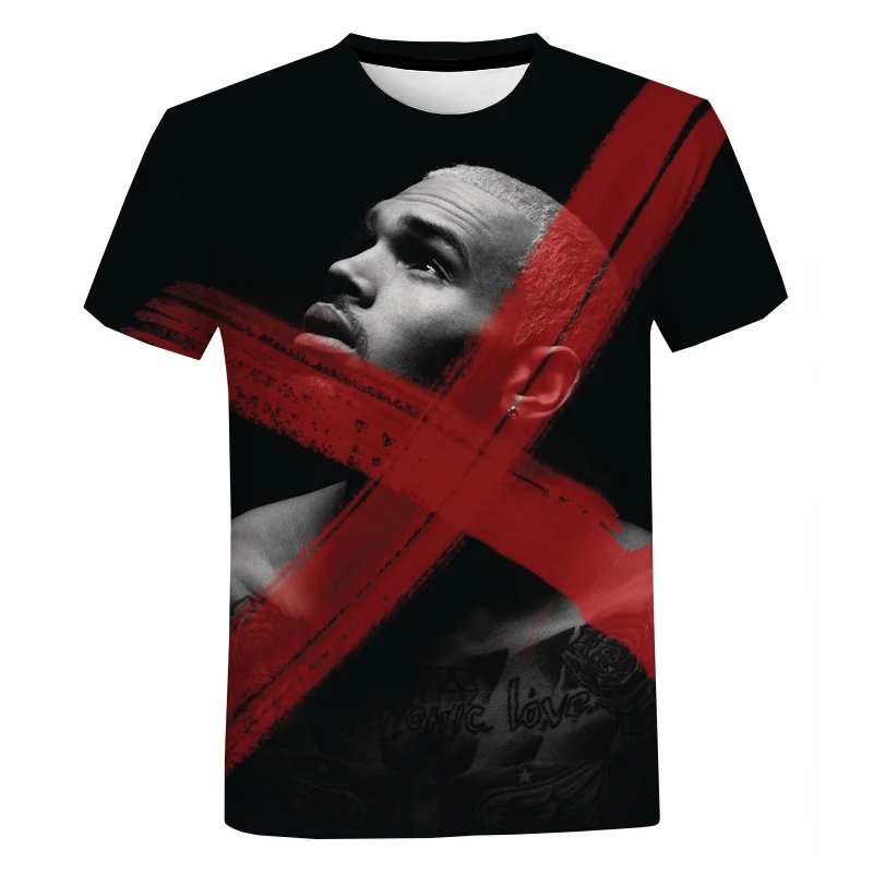

Singer Chris Brown 3D Print T Shirt Summer New Fashion Style Men Clothes T-Shirts Harajuku O-neck Oversized Tees Tops