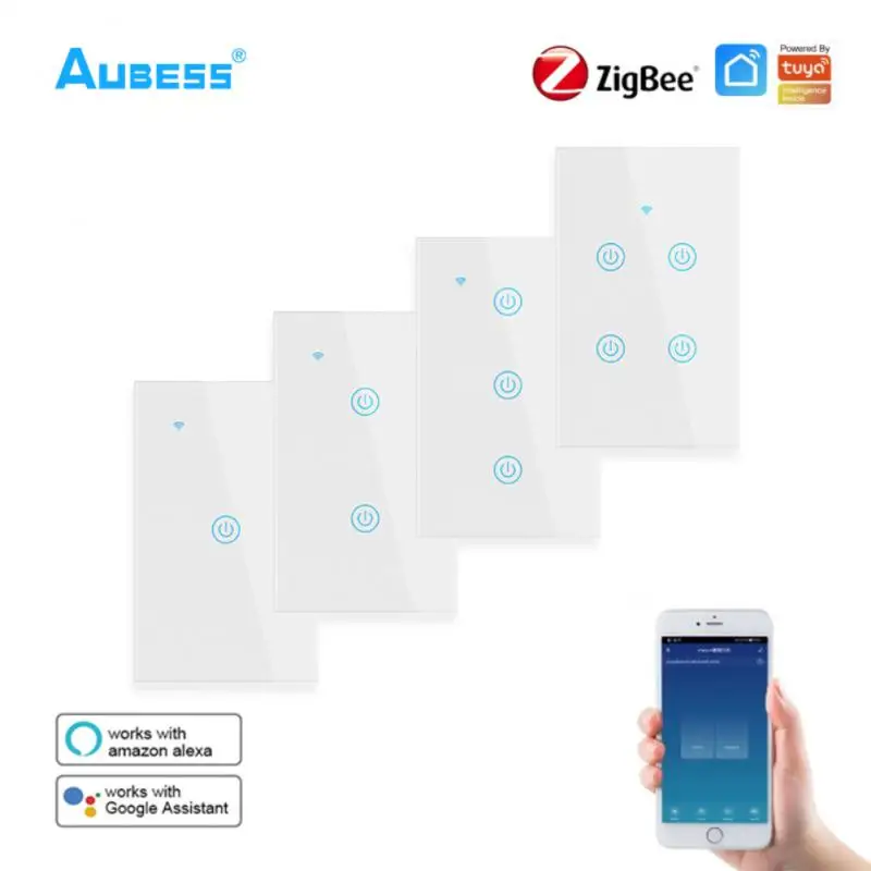 

Voice Control Tuya Zigbee 3.0 Smart Switch Zigbee Gateway Hub Required Work With Alexa Google Home Yandex Home Light Wall Button