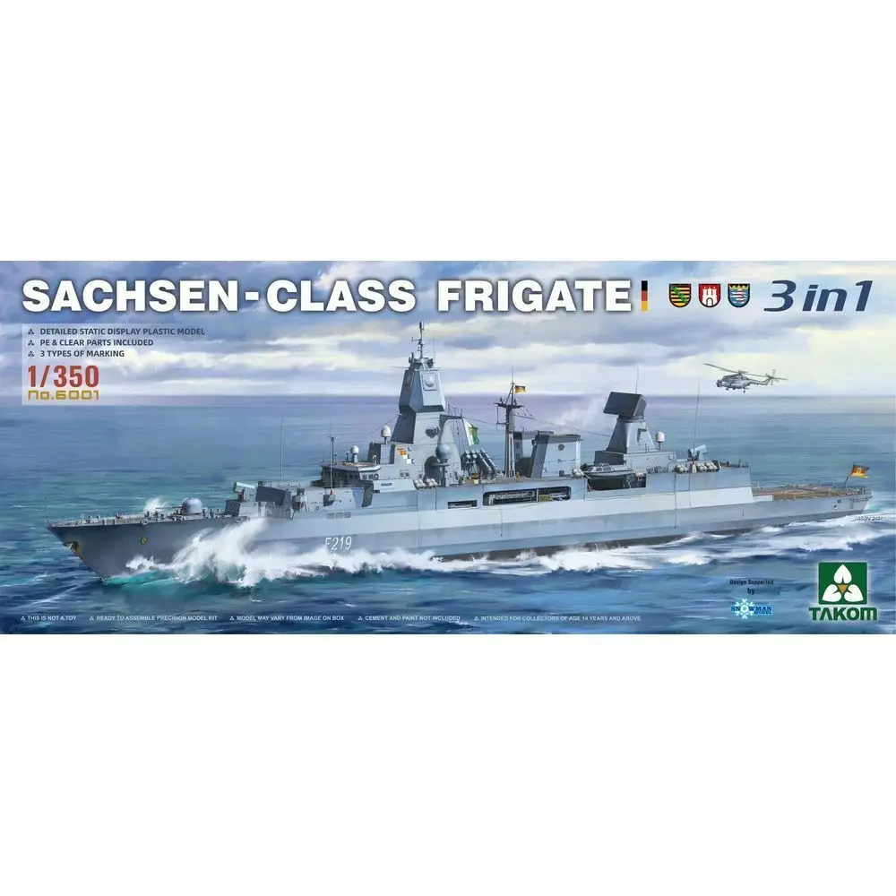 

Hobby Kit TAKOM 6001 1/350 Sachsen-Class Frigate - Scale Model Kit DIY Toy