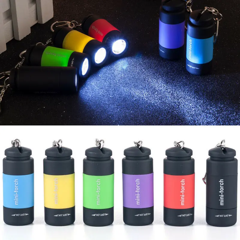 

1Pc Portable LED Mini Flashlight USB charge 0.5W Key Chain Torch Outdoors Waterproof Battery Hiking Camping Flashlights