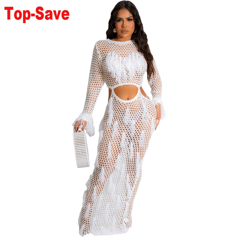 

Vestido Feminino, женское трикотажное открытое пляжное платье с кисточками, модное однотонное повседневное облегающее платье со скидкой, купальник, накидка, бикини, 2023
