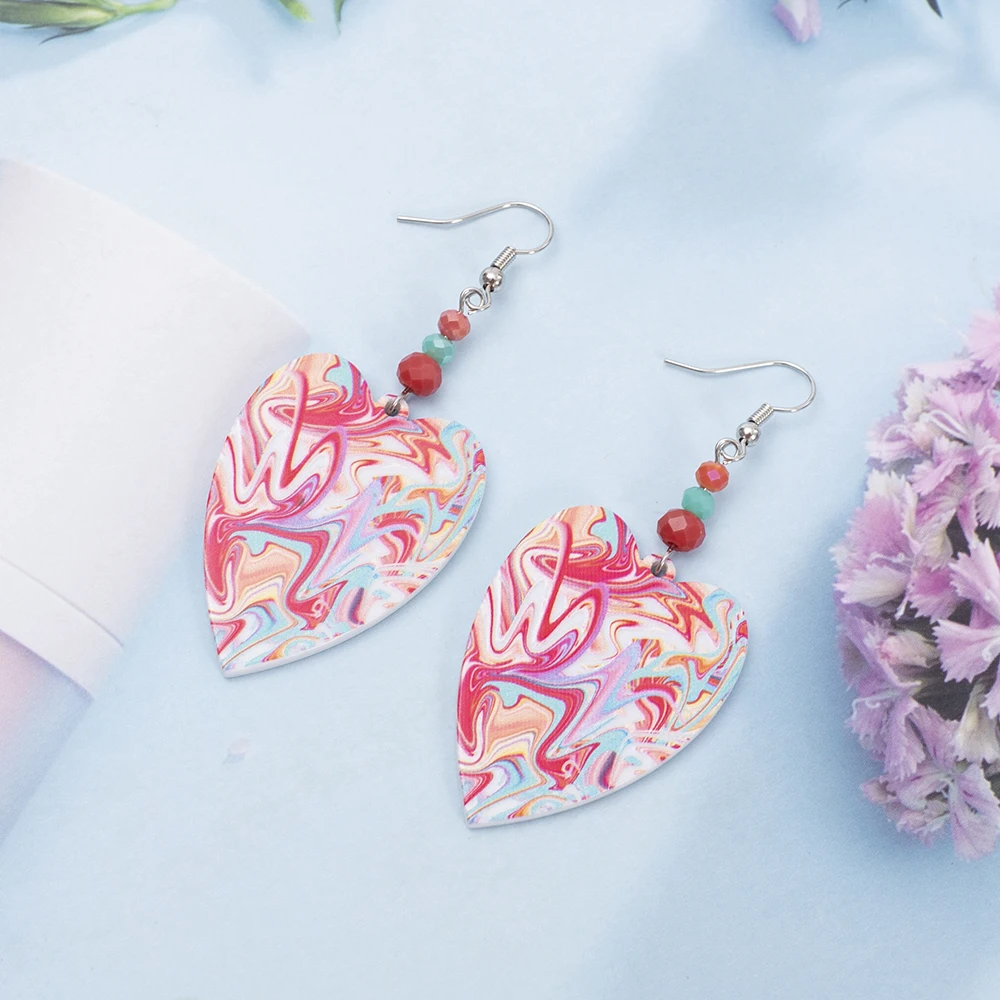 Новые модные яркие серьги в форме сердца для женщин темпераментные легкие