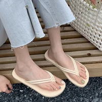 beach flip flop solid color female summer 2022 fashion new seaside vacation outside wear beach flip flops sandals slippers woman