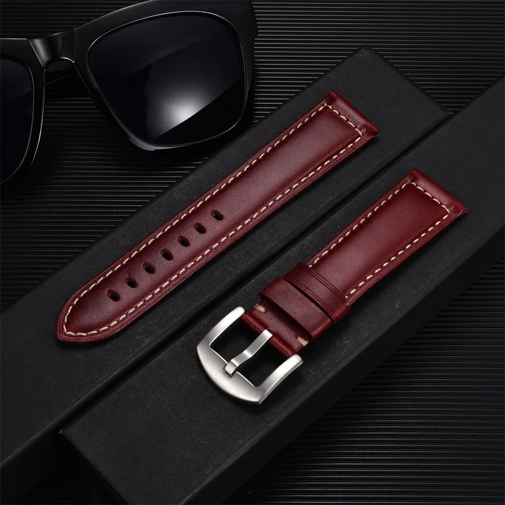 

Ремешок для часов из натуральной коровьей кожи, удобный деловой мягкий кожаный браслет с пряжкой из нержавеющей стали, аксессуары для часов