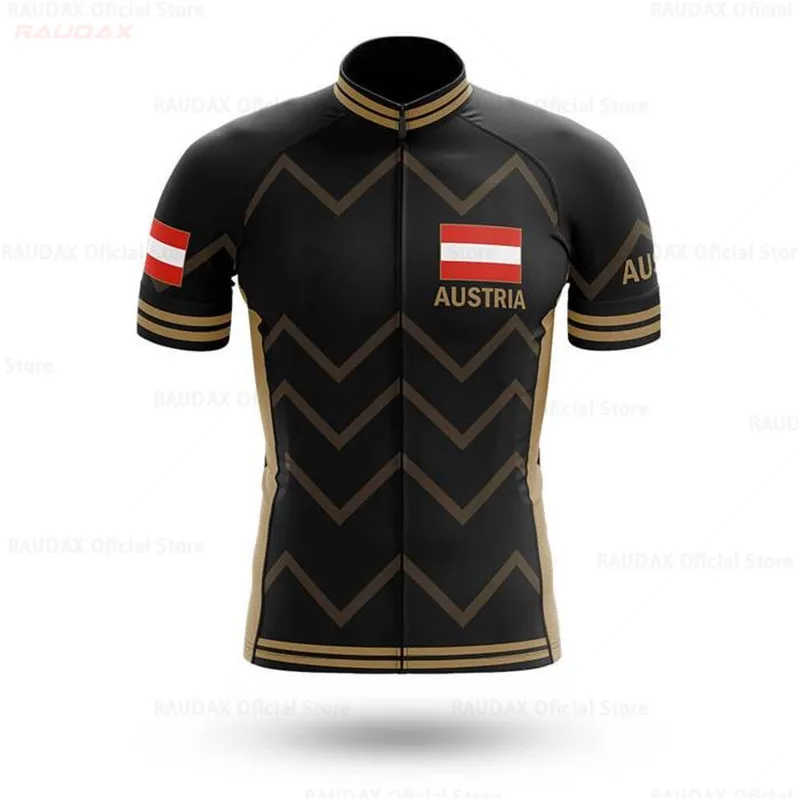 

Austria 2022 Cycling Jersey Summer Men's Short Sleeve Bike Clothing Shirts Black MTB Quick Dry Bicycle Wear Ropa Ciclismo Hombre