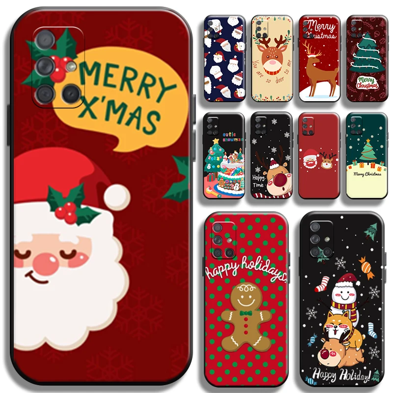 

Christmas Santa Claus Reindeer Phone Case For Samsung Galaxy A71 A71 5G Full Protection Black Back Cases Carcasa Funda TPU