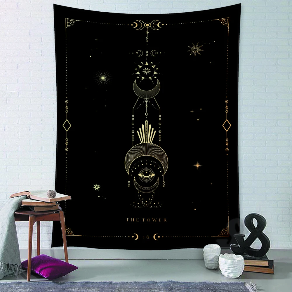 Гобелен Таро с космическими мистическими символами настенное украшение хиппи