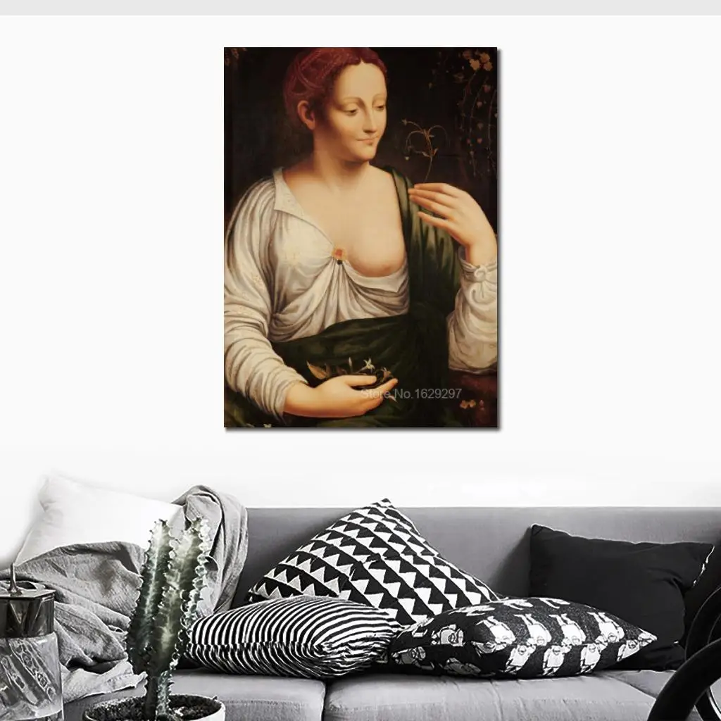 Classic Figure Oil Painting For Dining Room Columbine Leonardo Da Vinci High Quality Hand Painted Unframed Canvas Home Decor | Дом и сад