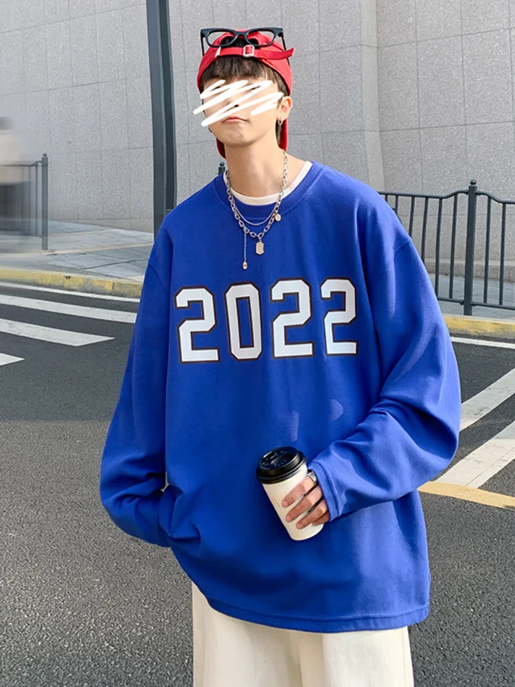 

SYUHGFA 2022 Spring New Men Clothing T Shirt Long Sleeve Loose Casual Letter Male T-shirt Fashion Tops Unisex Hip Hop Tees