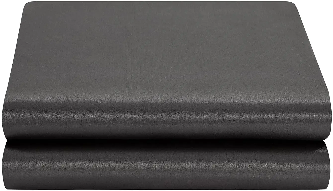 

Satin Flat Sheet Only,Flat Sheet, 1 - Piece Dark Grey Top Sheet, Extra Soft Silk Flat Bed Sheets Sold Separately