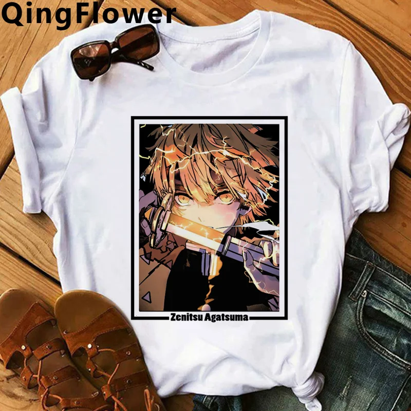

Demon Slayer Zenitsu Inosuke Kimetsu No Yaiba Tanjirou Kamado clothes men ulzzang white t shirt japanese tshirt harajuku kawaii
