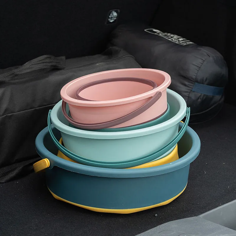 

4.6L 10L 16.8L Car Travel Car Wash Bucket Home Portable Thickened Plastic Portable Folding Bucket Outdoor Fishing Bucket