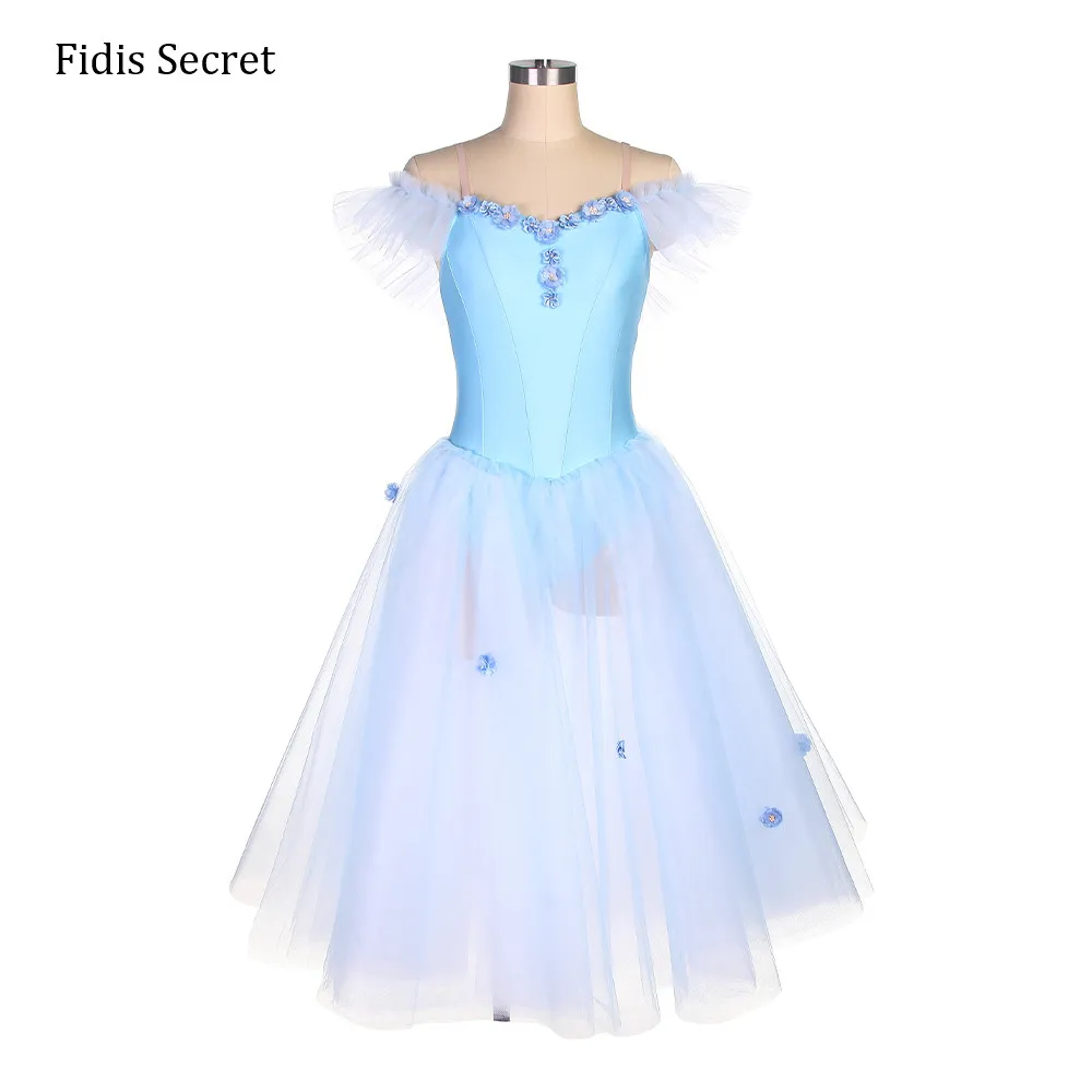 Женское небесно-голубое танцевальное платье сценическая одежда балетное