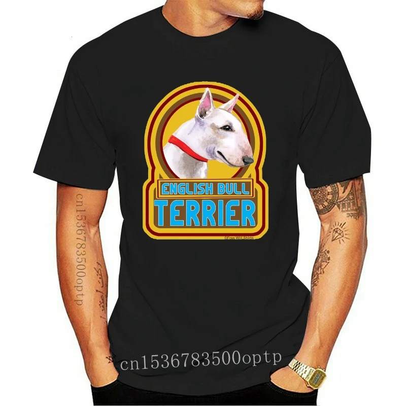 

Camiseta de algodón de manga corta para hombre, camisa con estampado de perro Bull Terrier Inglés, estilo Retro, regalo de cumpl