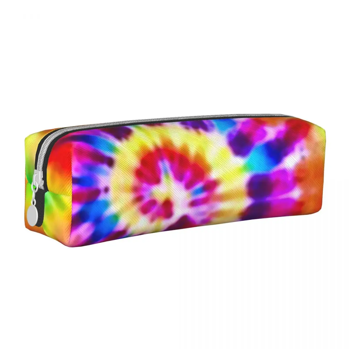 

Rainbow Tie Dye Square Pencil Case Psychedelic Supernova Cute Leather Pencil Box Stationery Teens Zipper Pen Organizer
