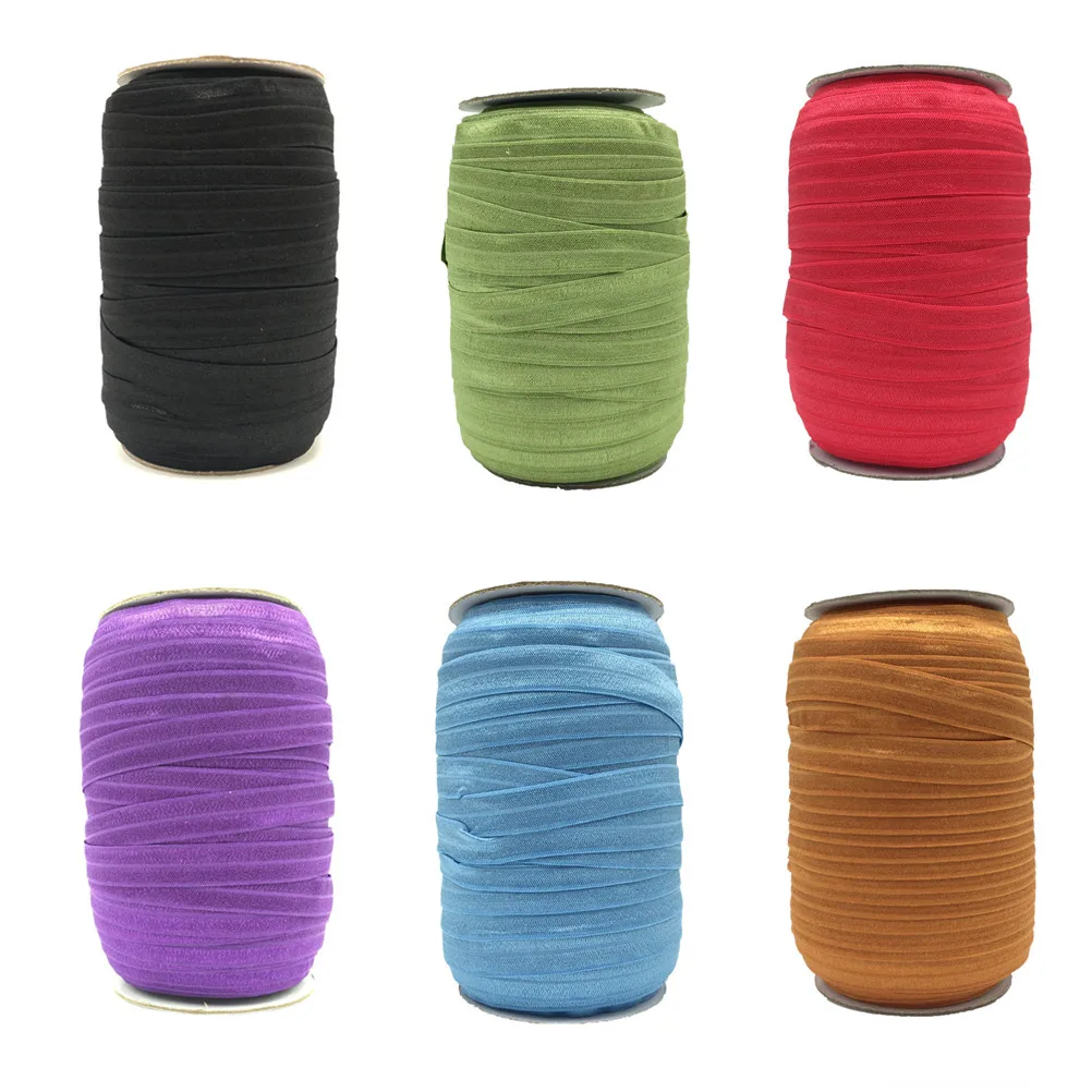 Cheap Shiny Fold Over Elastic Plain Foe Spandex Band Hair Tie Diy Head Wear Gift Packaging Wrapping