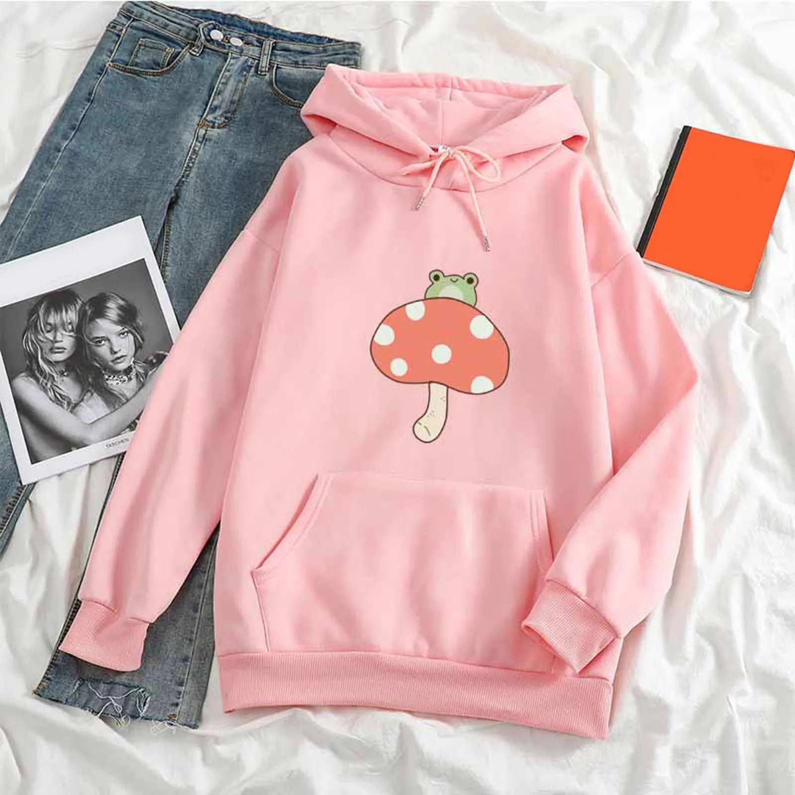 

Plain Hoodie Womens Cute Sweatshirts Skateboarding Frog Long Sleeve Hoodie Pullover Tops Women Striped Sweater