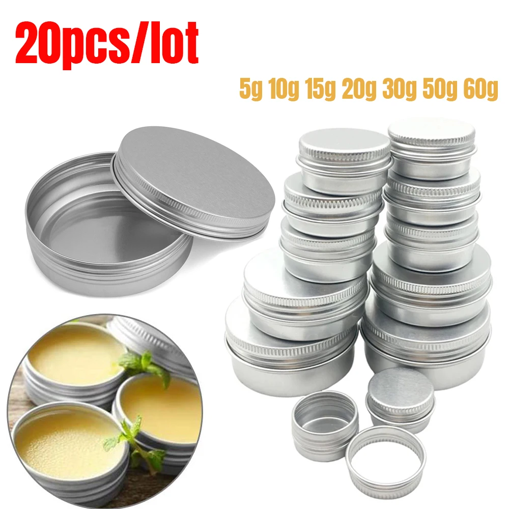 

100pcs/lot 5g 10g 15g 20g 30g 50g 60g Metal Round Tins Aluminum Empty Cans With Screw Lid For Salve Spices Candles Lipstick