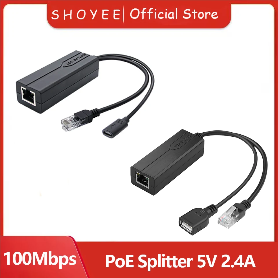 Фото PoE-сплиттер 5В 2.4А USB Type-C (гнездо) IEEE 802.3af/at для камер видеонаблюдения/VoIP-телефонов (питание по Ethernet) №1