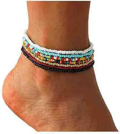 

2022 Colorful Multilayer Beaded Chain On Leg Bohemia Anklets Holiday Beach Foot Jewelry For Women Summer Fashion Charm Anklets