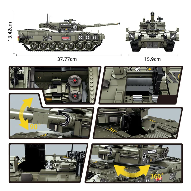 Леопард 2A-4 основной танк станции 1747 шт. военный строительный блок модель